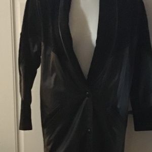 black leather suede long trench coat for womensize small